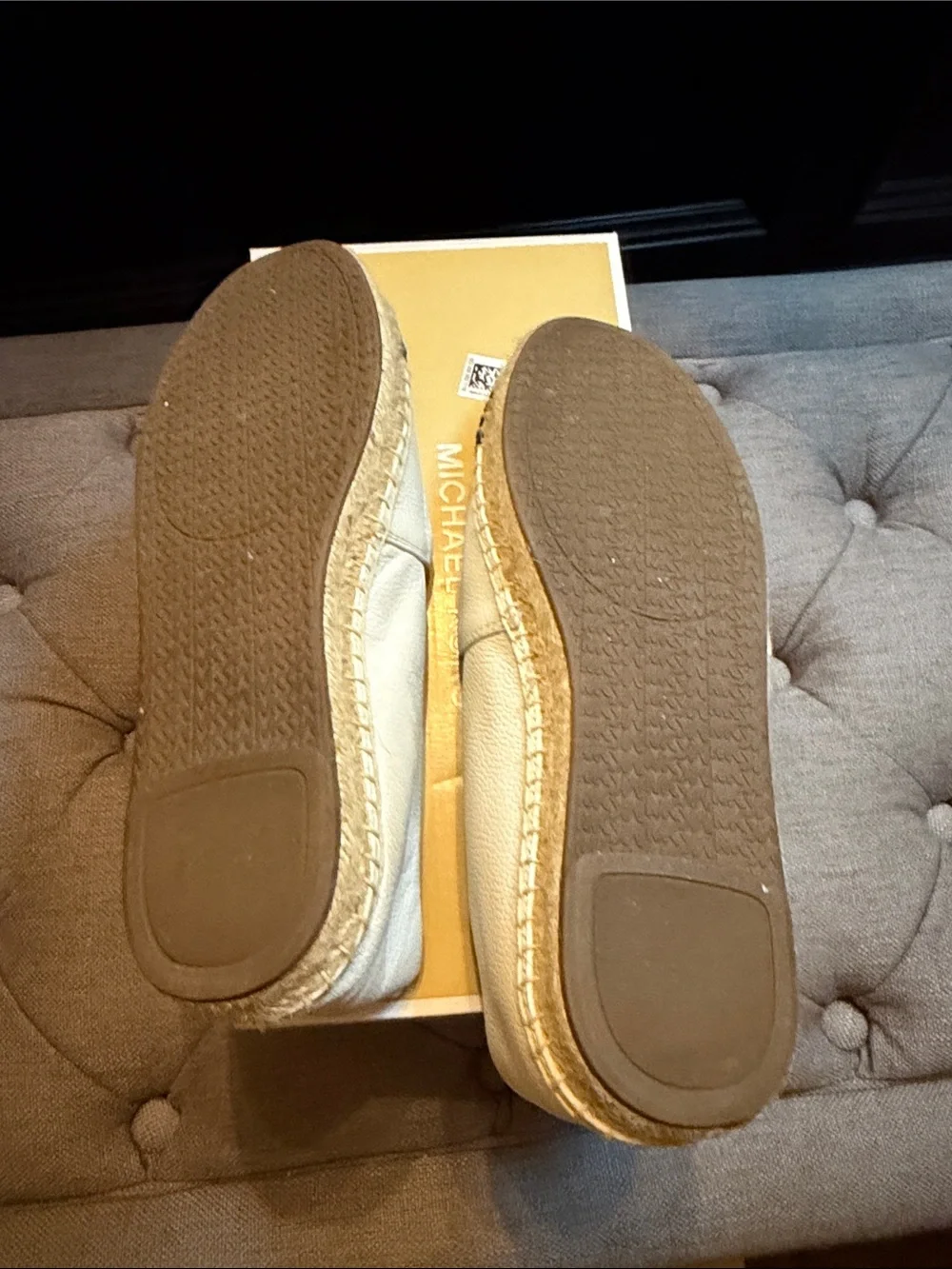 Michael Kors Cream Espadrille Flats with Black Toe Cap